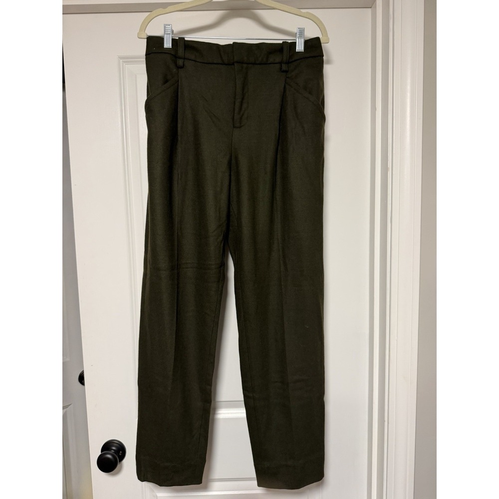 Banana Republic pleated olive green wide-leg trousers, Women's Size 10L, Wool